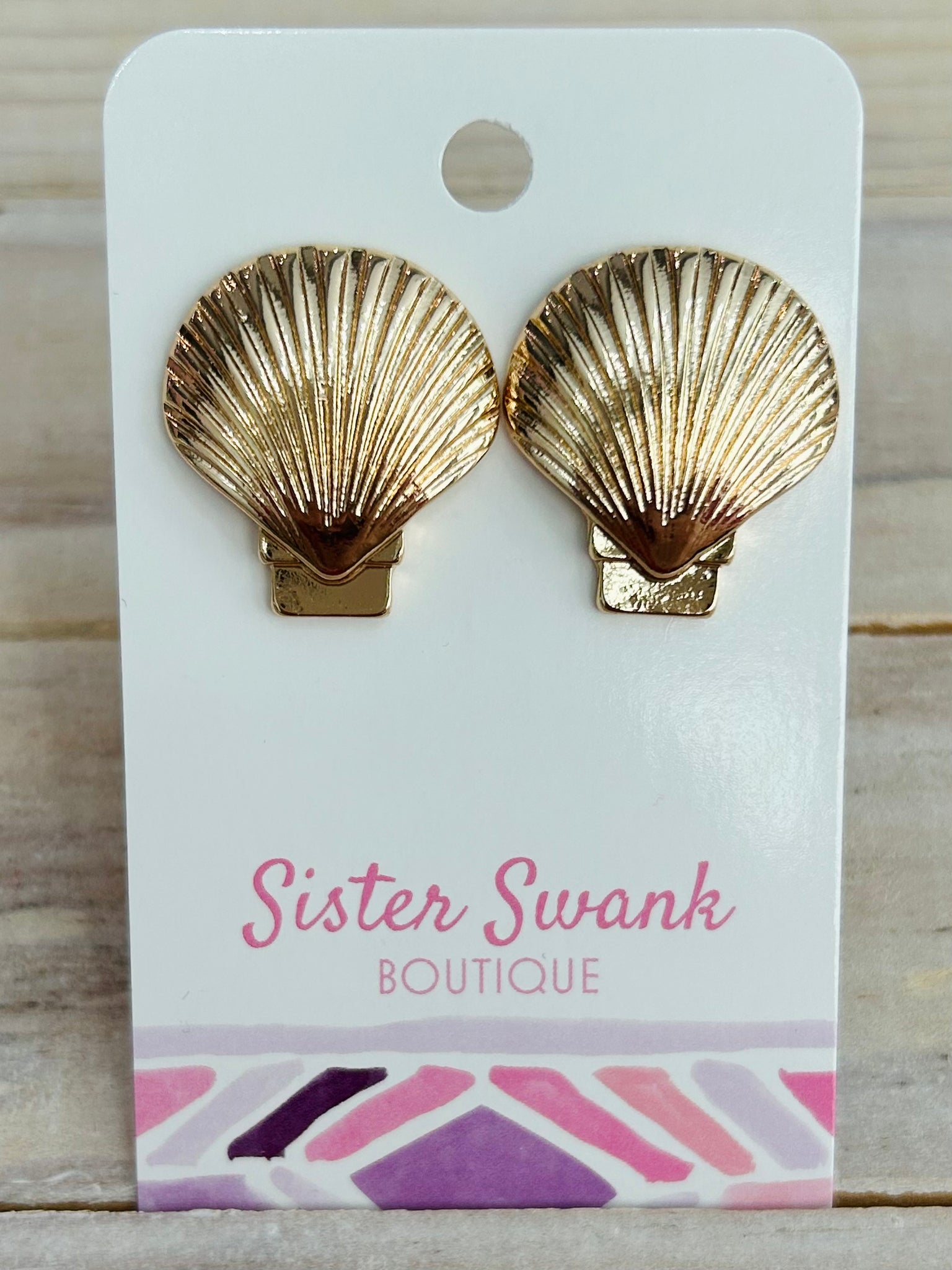 Gold Shell Post Earrings