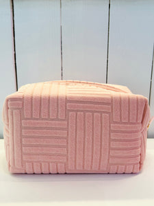 Quilted Terry Cloth Travel Pouch - Pink