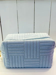 Quilted Terry Cloth Travel Pouch - Blue