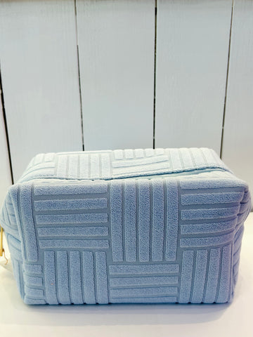 Quilted Terry Cloth Travel Pouch - Blue