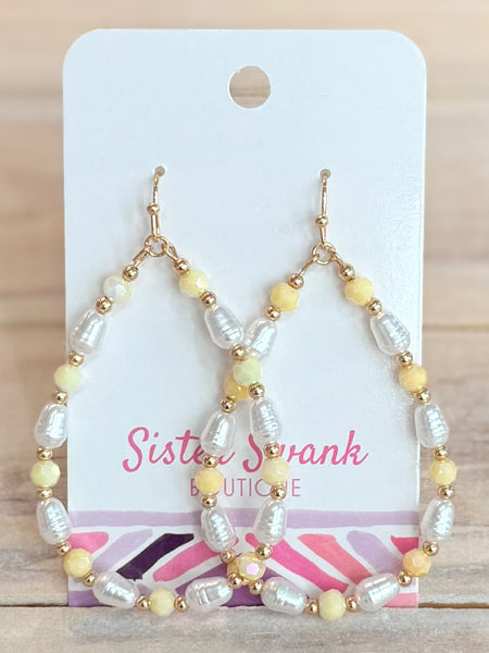 Pearl Perfection Drop Earrings - Yellow