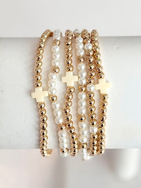 Hope & Grace Bracelet Stack - Creme