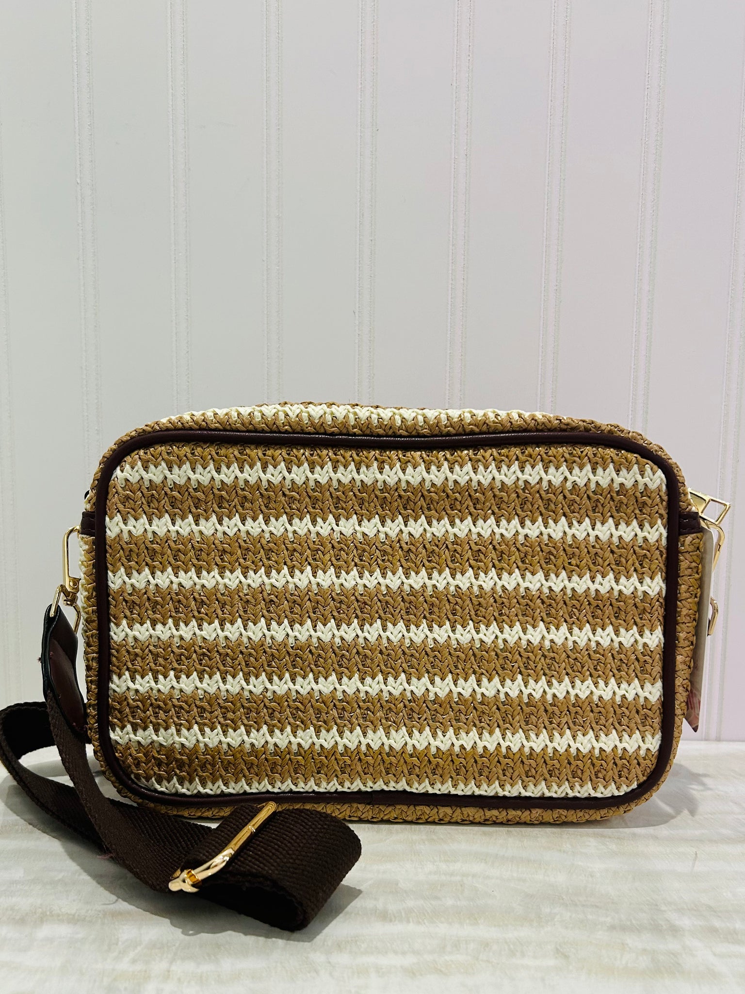 Straw Cross Body Purse - Brown