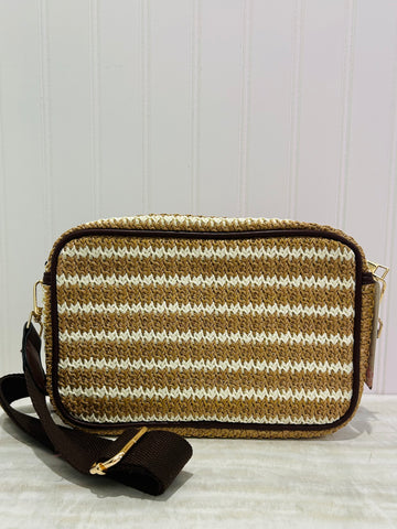 Straw Cross Body Purse - Brown