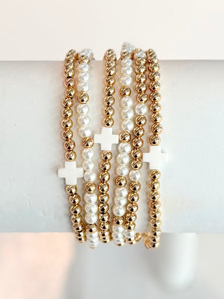 Hope & Grace Bracelet Stack - White