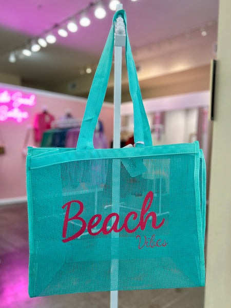 Mesh Beach Vibes Tote - Blue