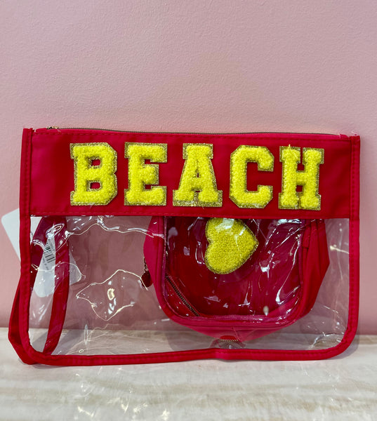 Set of Two Clear Pouches "Beach"