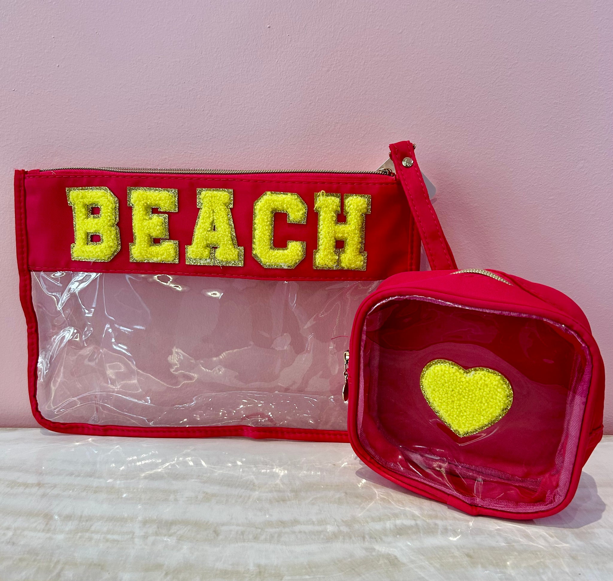 Set of Two Clear Pouches "Beach"