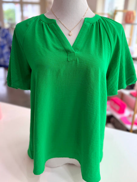 Graceful Gathers Top - Green