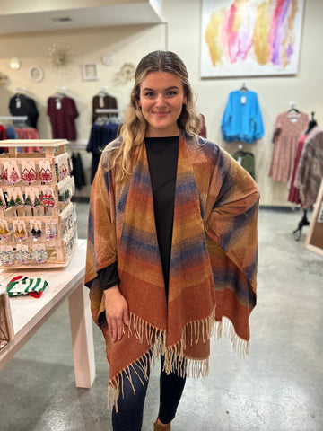 Soft Knit Stripe Kimono - Multicolor