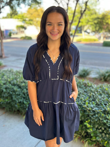 Evening Elegance Dress - Navy