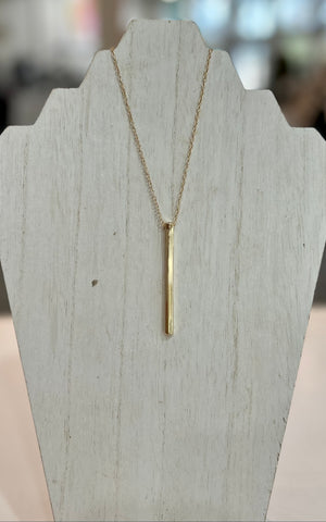 Long Metal Bar Pendant Chain Necklace