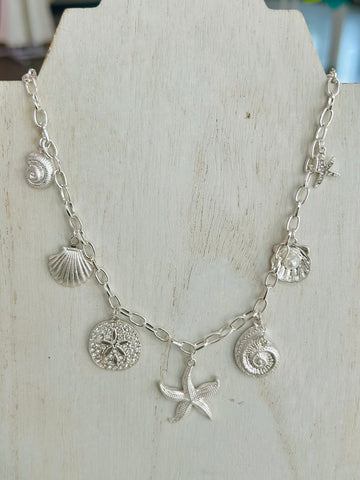 Beachy Charm Necklace - Sliver
