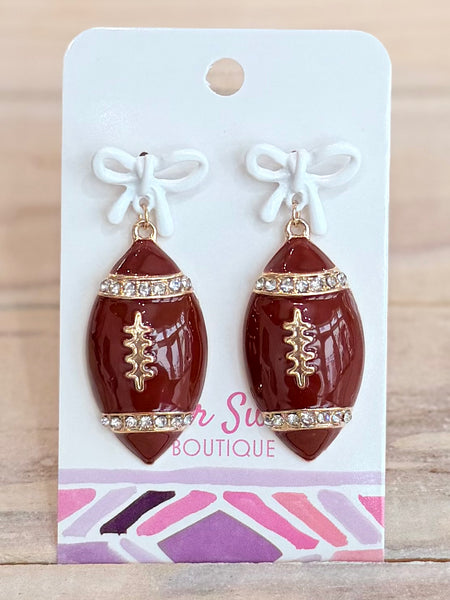 Spirit Bow Earrings - Maroon/White