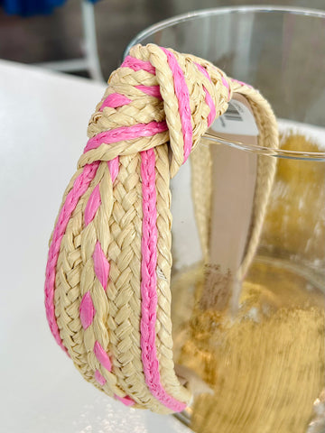 Woven Two Tone Headband - Pink
