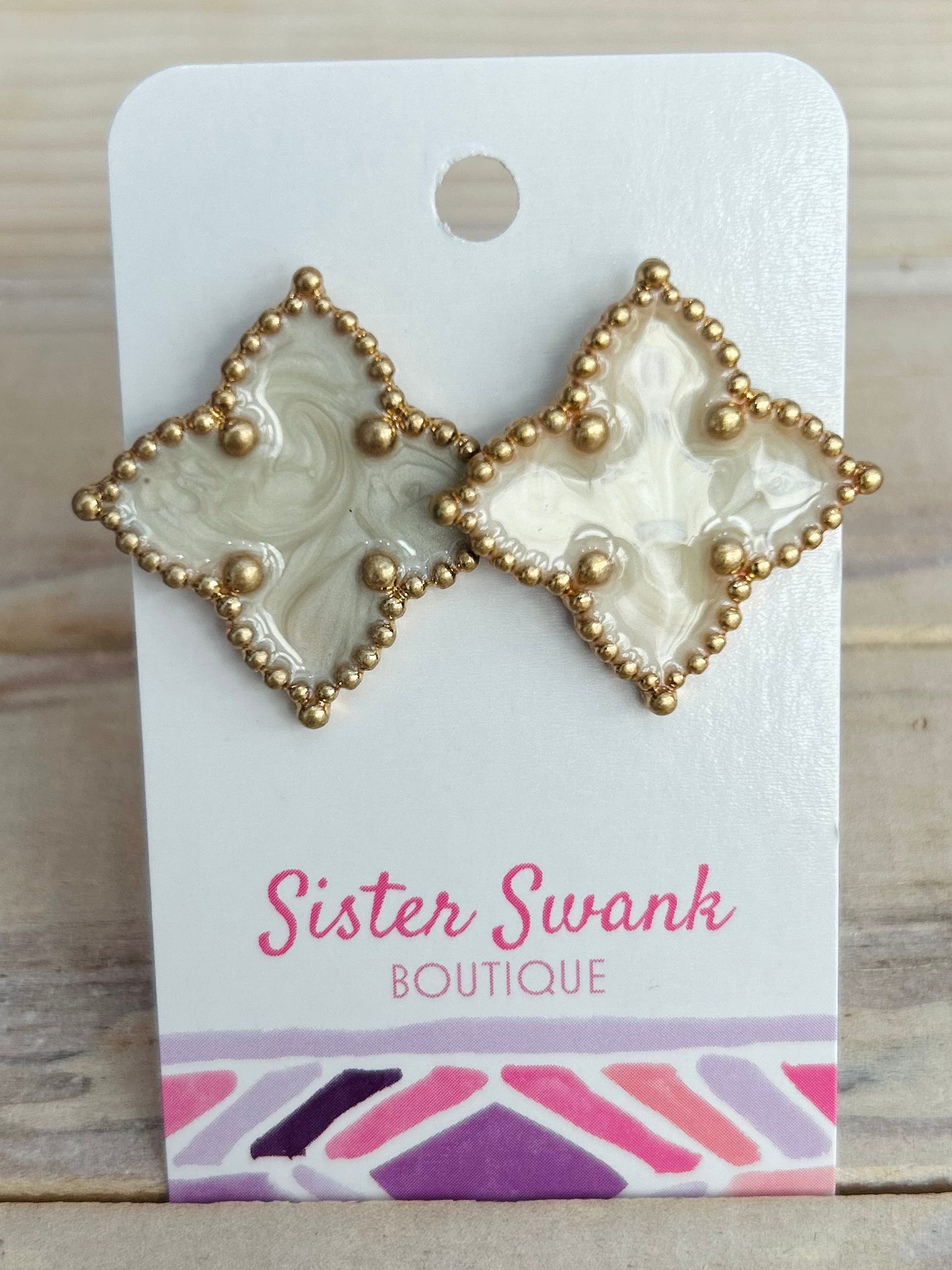 Starlight Clover Earrings - White