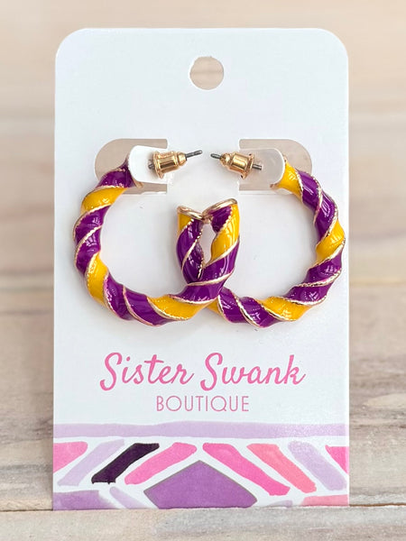 Double Play Hoop Earrings - Purple/Yellow