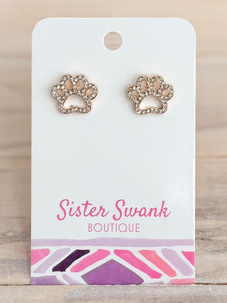 Hometown Pride Paw Earrings - Gold