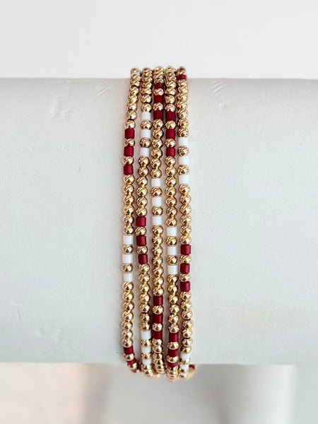 Team Spirit Bracelet Set - Maroon/White