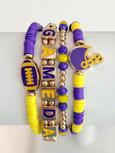Sideline Style Bracelet Set - Purple/Yellow