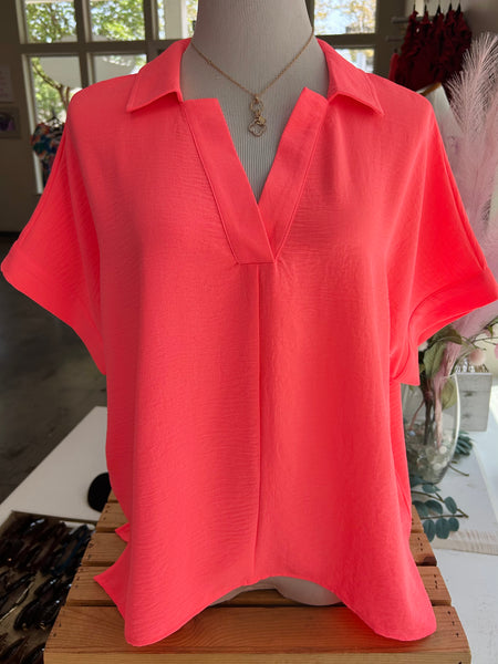 Dramatic Entrance Blouse - Neon Pink