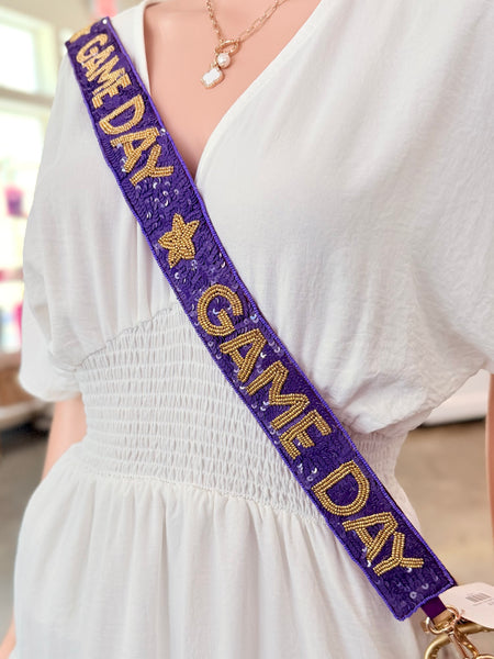 Game Day Sparkle Strap - Purple/Yellow