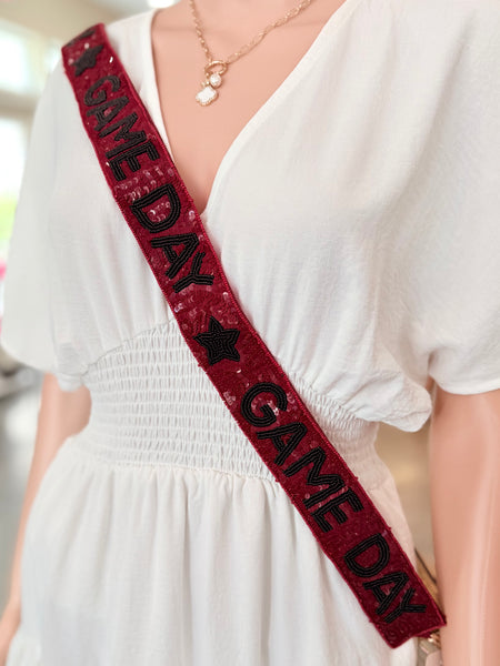 Game Day Sparkle Strap - Maroon/Black