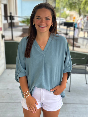 Nothing But The Best Blouse - Blue Grey