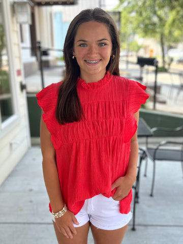Short and Sweet Blouse - Coral