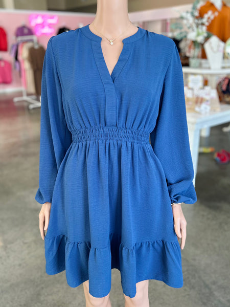 Effortless Charm Dress - Dusty Blue