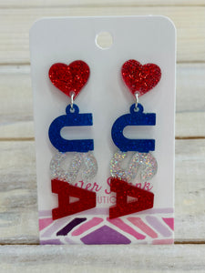 USA Glitter Acrylic Earrings