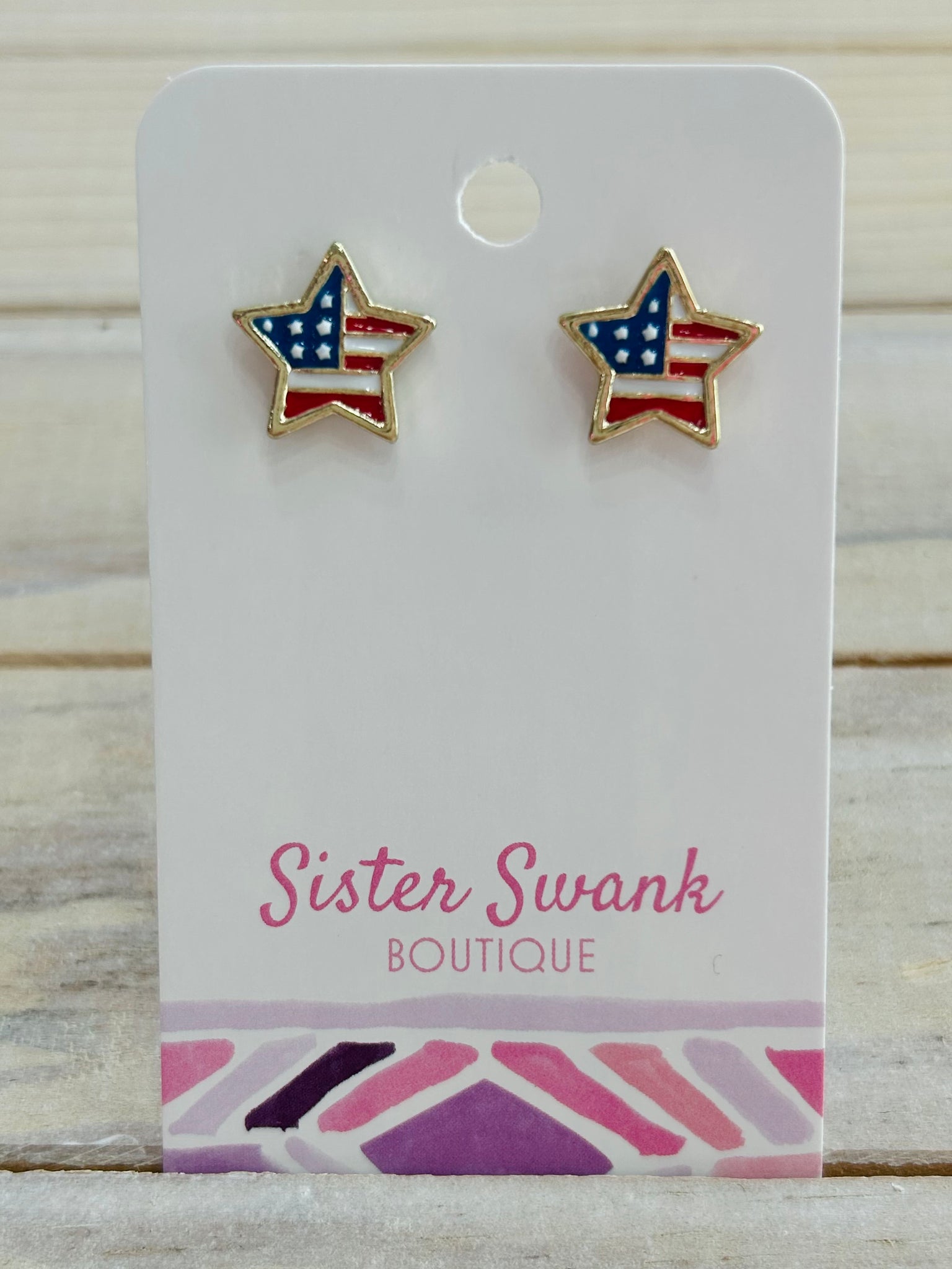 American Flag Star Stud Earrings