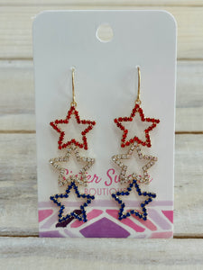 Linked Star Red, White, and Blue Earrings