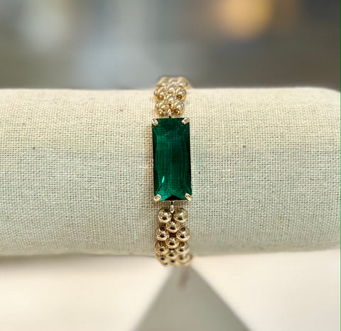 Beaded Rectangular Cut Bracelet