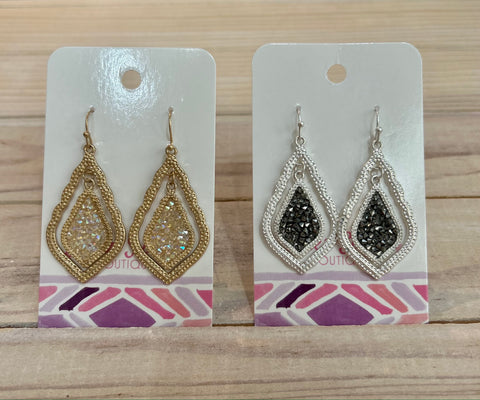 Teardrop Earring with Druzy Center Dangle