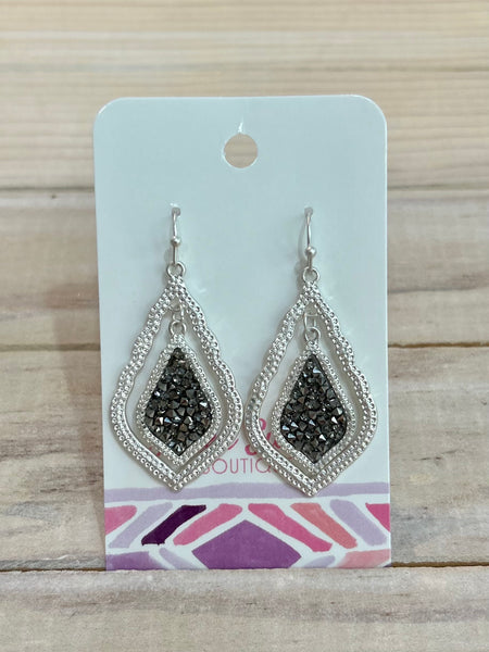 Teardrop Earring with Druzy Center Dangle