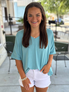 Ray of Sunshine Top - Dusty Teal