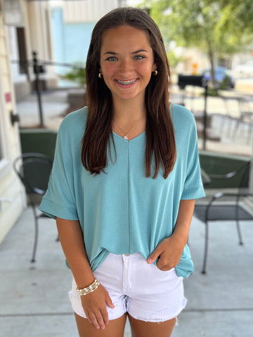Ray of Sunshine Top - Dusty Teal