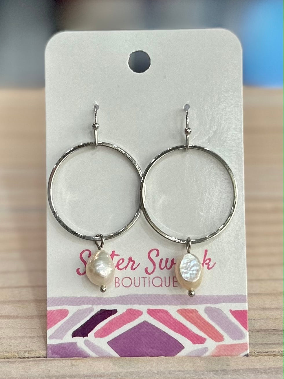 Dainty Circular Dangle Earrings With A Pearl