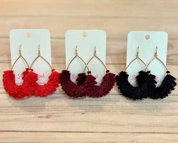 Textured Fringe Tassel Teardrop Earring Collection