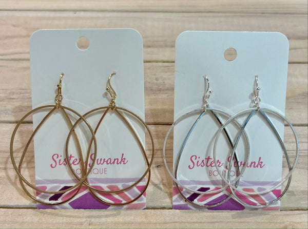 Circled Teardrop Metal Earrings