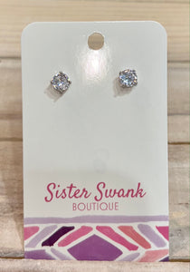 Round Cubic Zirconia Stud Earrings