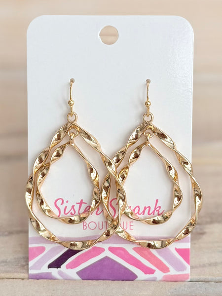 Twisted Teardrop Earrings - Gold