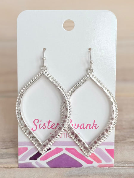 Tapered Leaf Drop Earrings - Silver