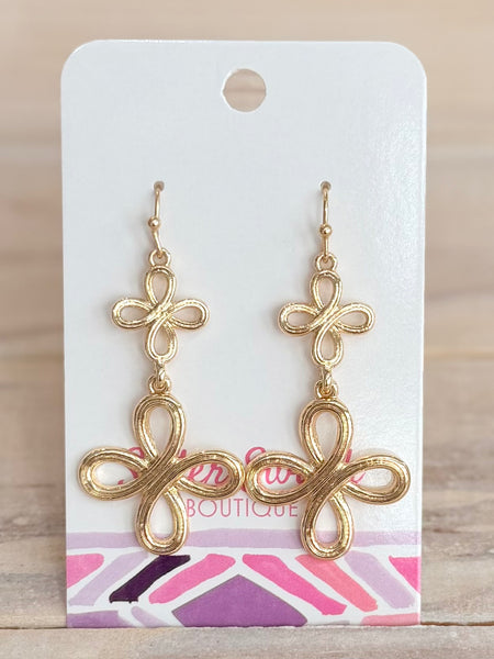Infinity Clover Drop Earrings - Gold