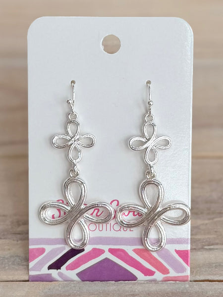 Infinity Clovers Drop Earrings  - Silver