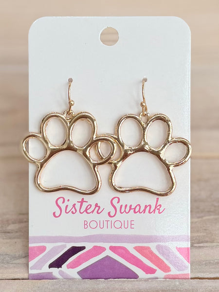 Paw Pendant Earrings - Gold