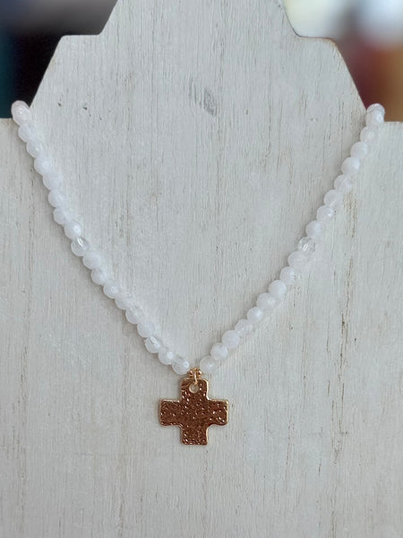 Faith & Shine Beaded Necklace - White