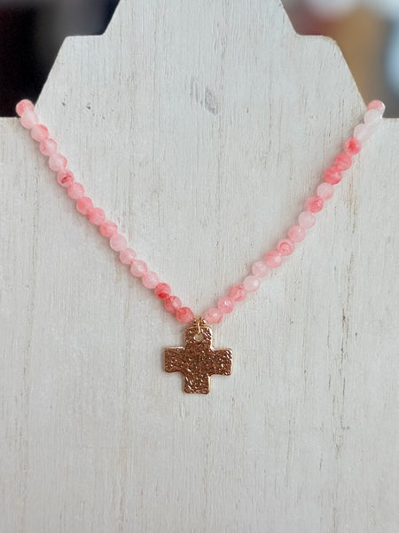 Faith & Shine Beaded Necklace - Pink