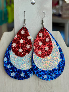 Born In The USA Layered Glitter Earrings